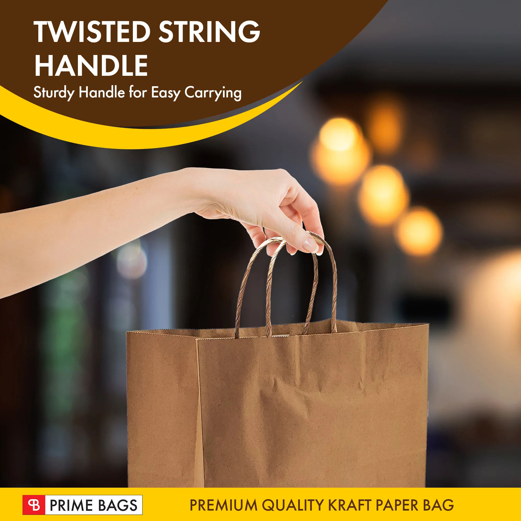 Prime Bags - Delta - Self Adhesive Paper Bags with Twisted Handles - 13x7x13 - Image 7