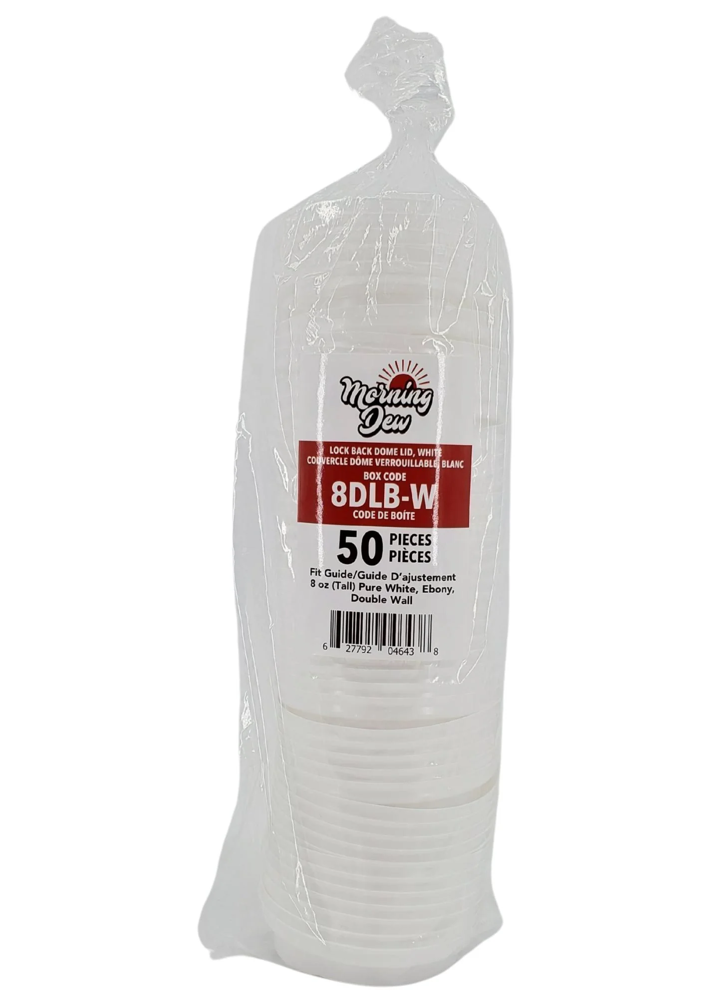 Morning Dew - Lock Back, Dome Sip Lid for 8 oz Tall Hot Paper Cups - White - Image 2