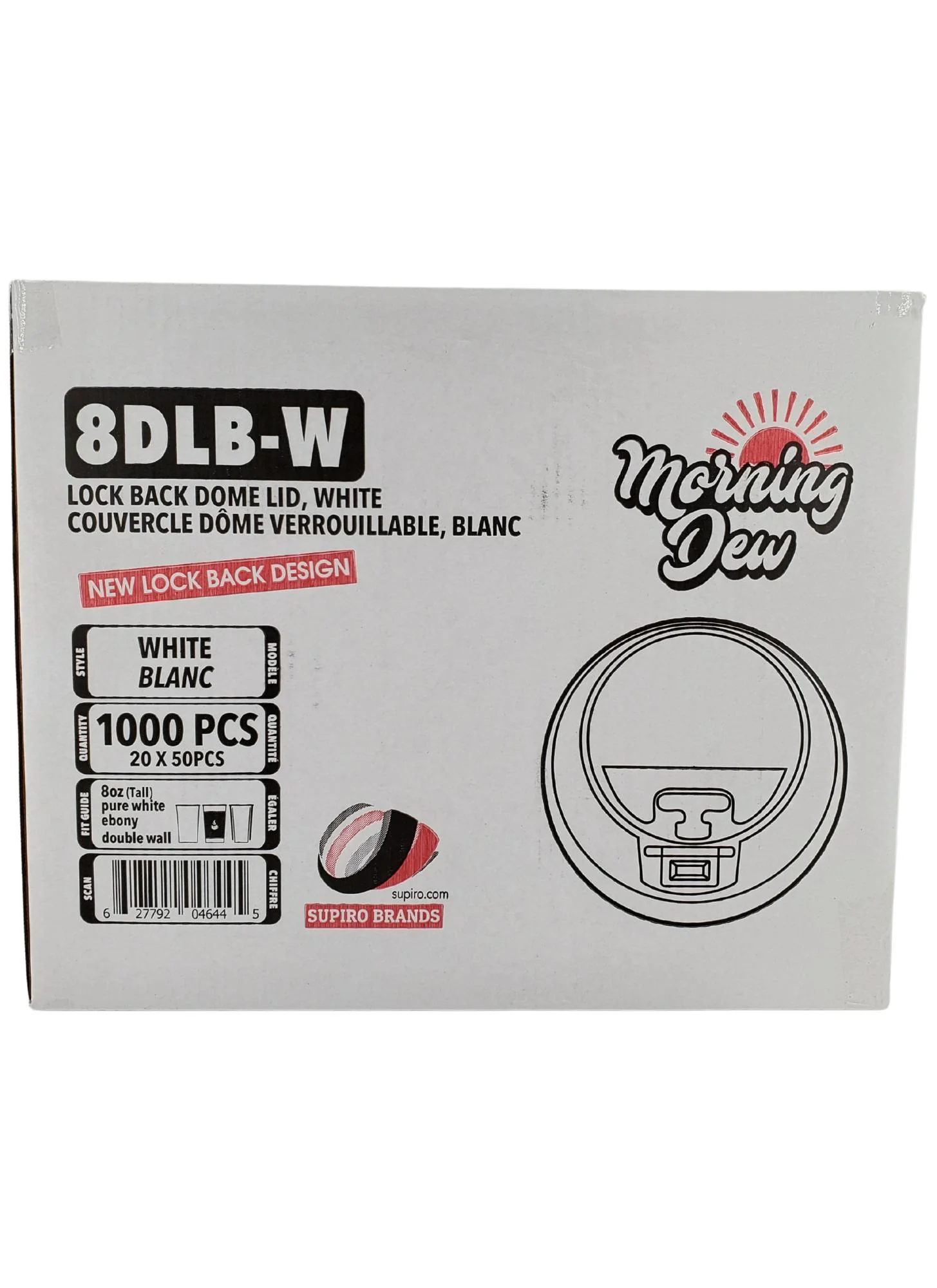 Morning Dew - Lock Back, Dome Sip Lid for 8 oz Tall Hot Paper Cups - White - Image 3