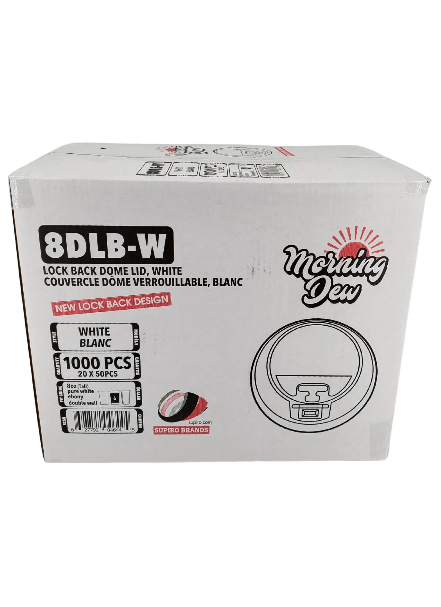 Morning Dew - Lock Back, Dome Sip Lid for 8 oz Tall Hot Paper Cups - White - Image 4