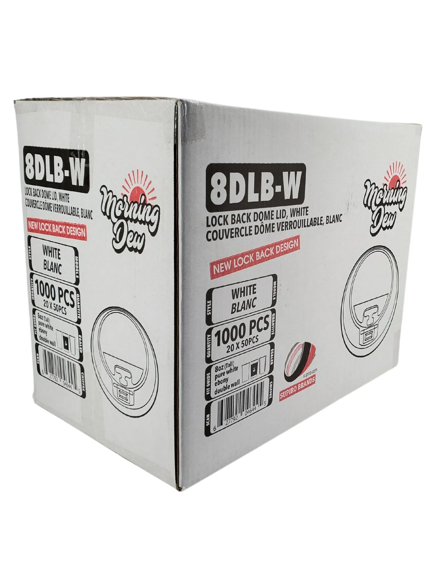Morning Dew - Lock Back, Dome Sip Lid for 8 oz Tall Hot Paper Cups - White - Image 5