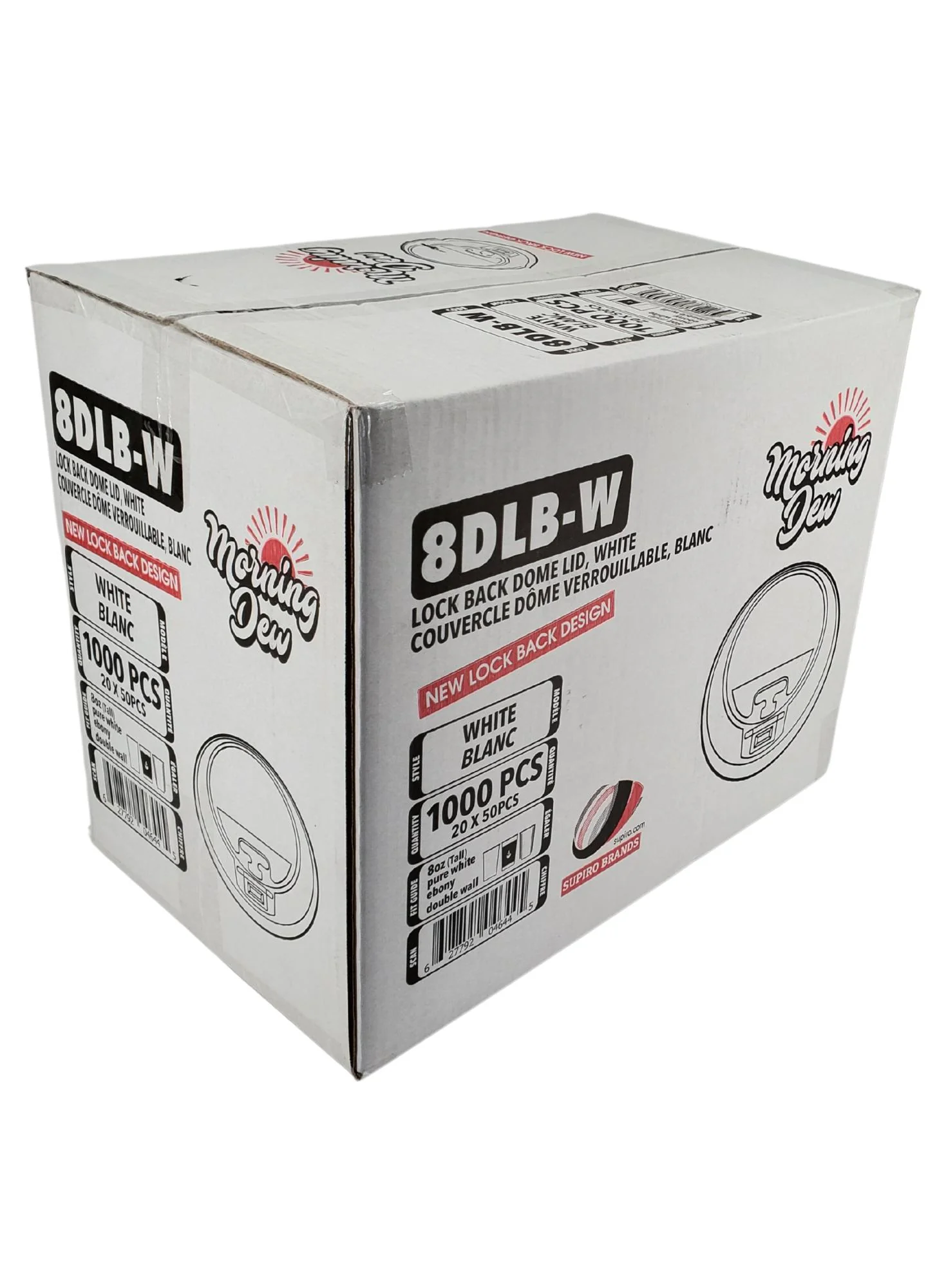 Morning Dew - Lock Back, Dome Sip Lid for 8 oz Tall Hot Paper Cups - White - Image 6