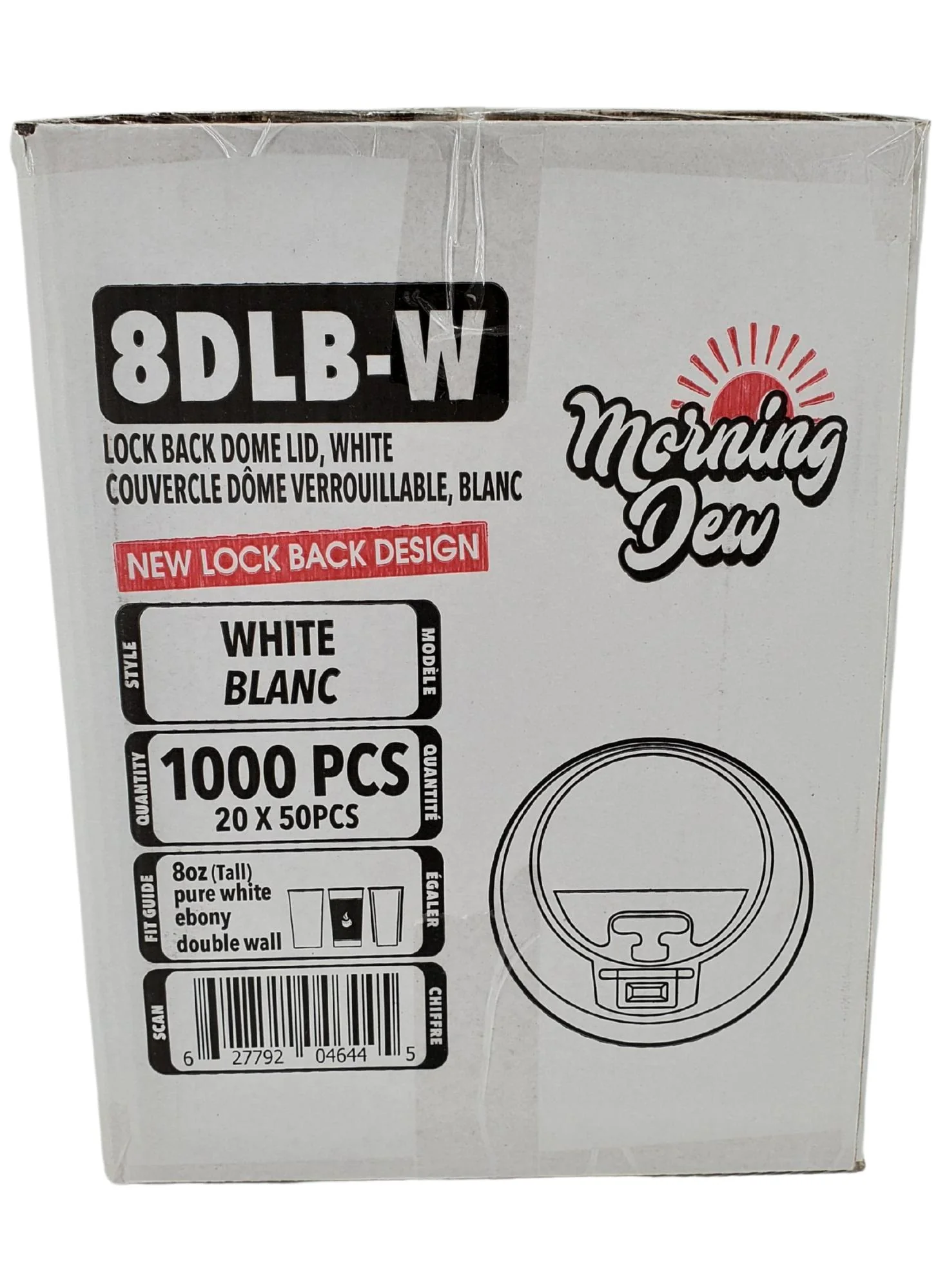 Morning Dew - Lock Back, Dome Sip Lid for 8 oz Tall Hot Paper Cups - White - Image 7