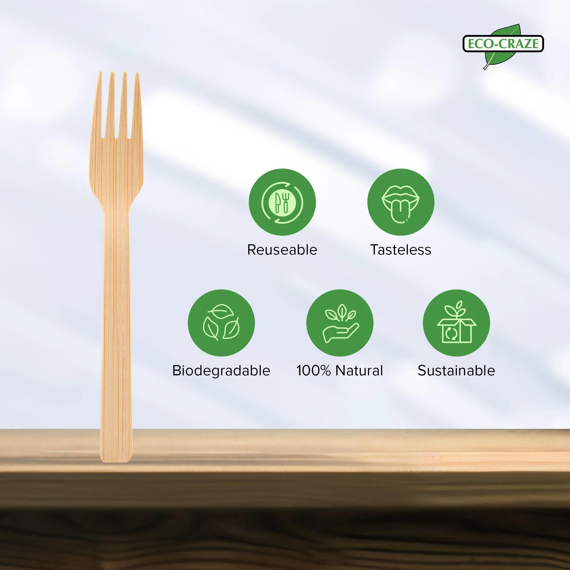 Eco-Craze - Bamboo Forks - Disposable - NBB-F100 - Image 8