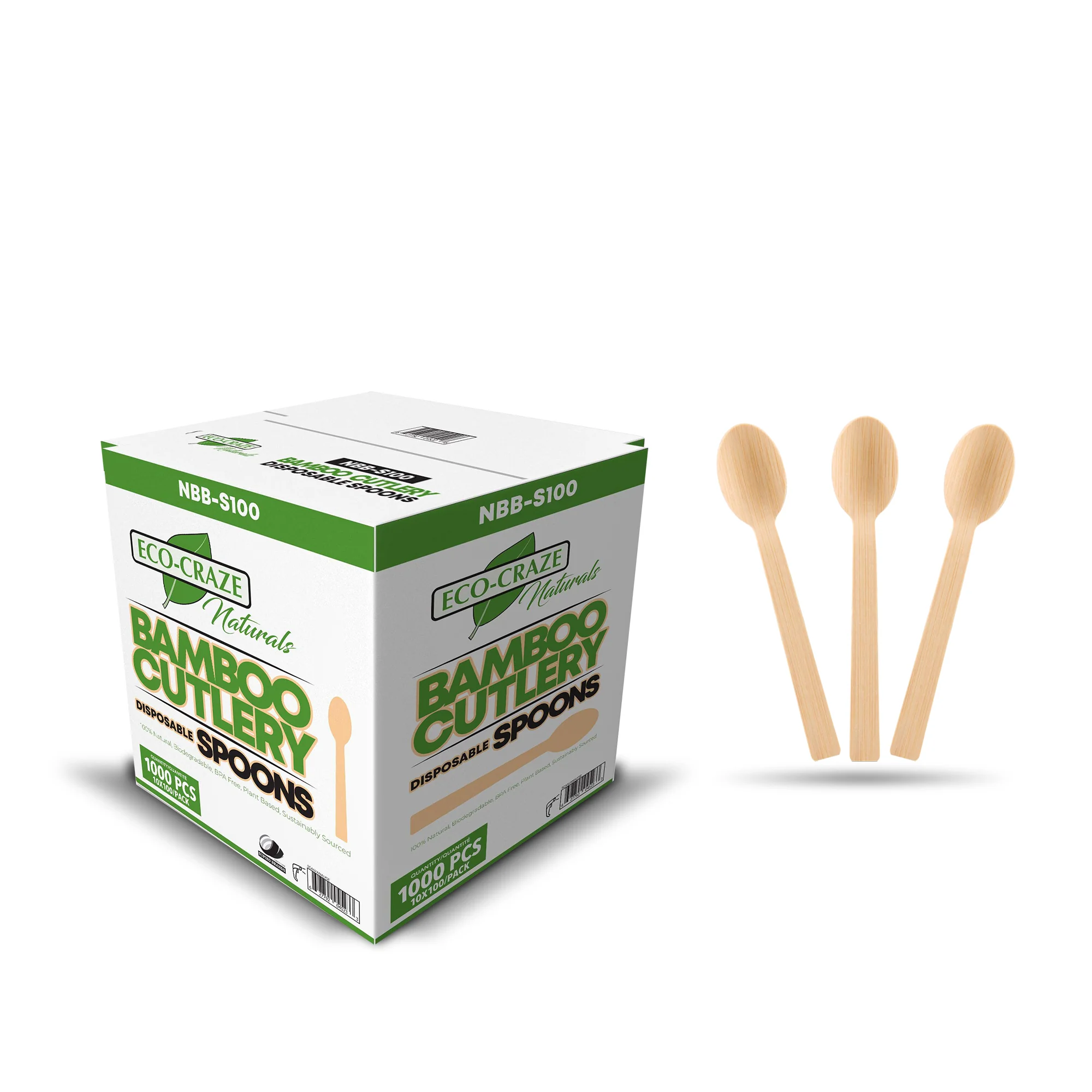Eco-Craze - Bamboo Spoons - Disposable - NBB-S100 - Image 2