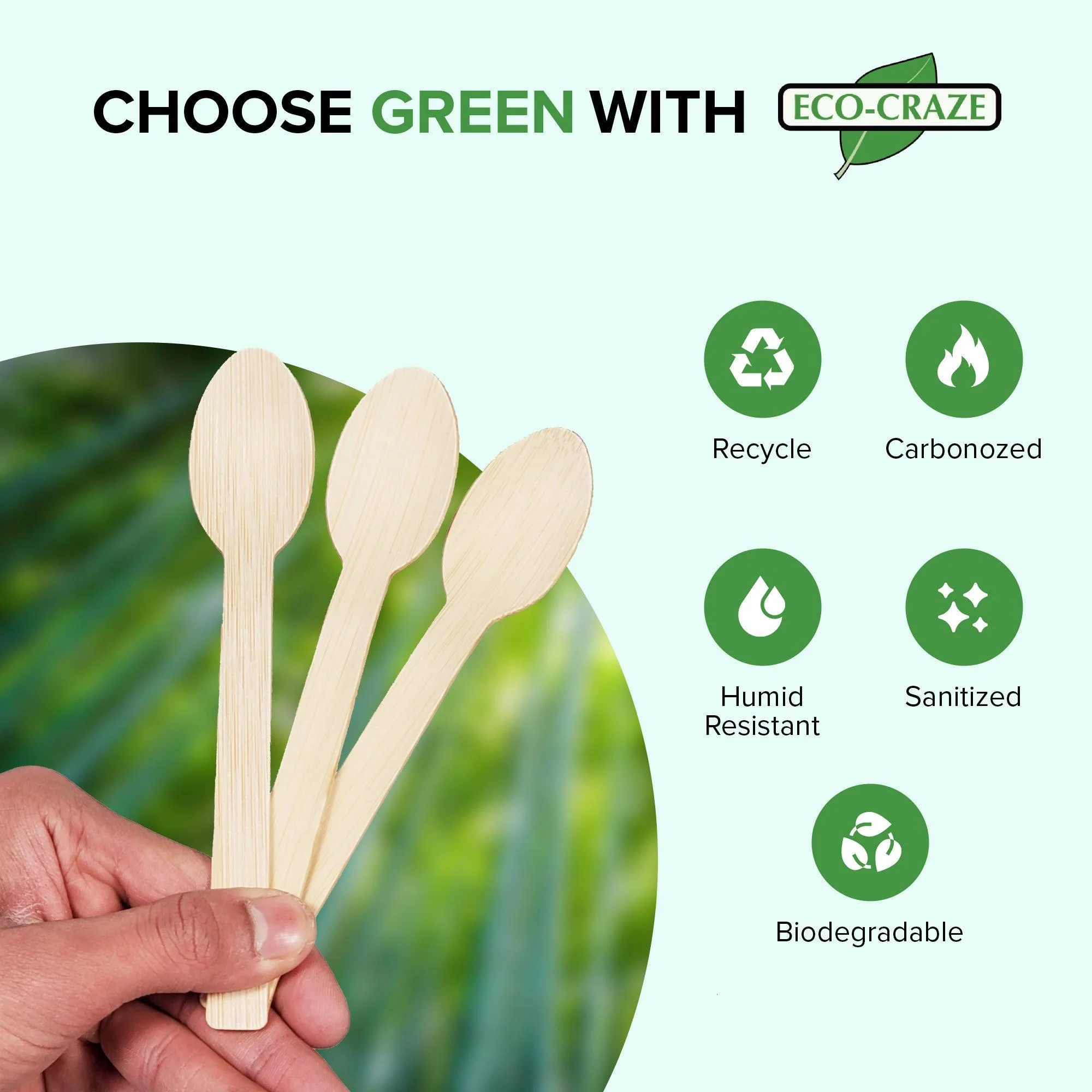 Eco-Craze - Bamboo Spoons - Disposable - NBB-S100 - Image 5
