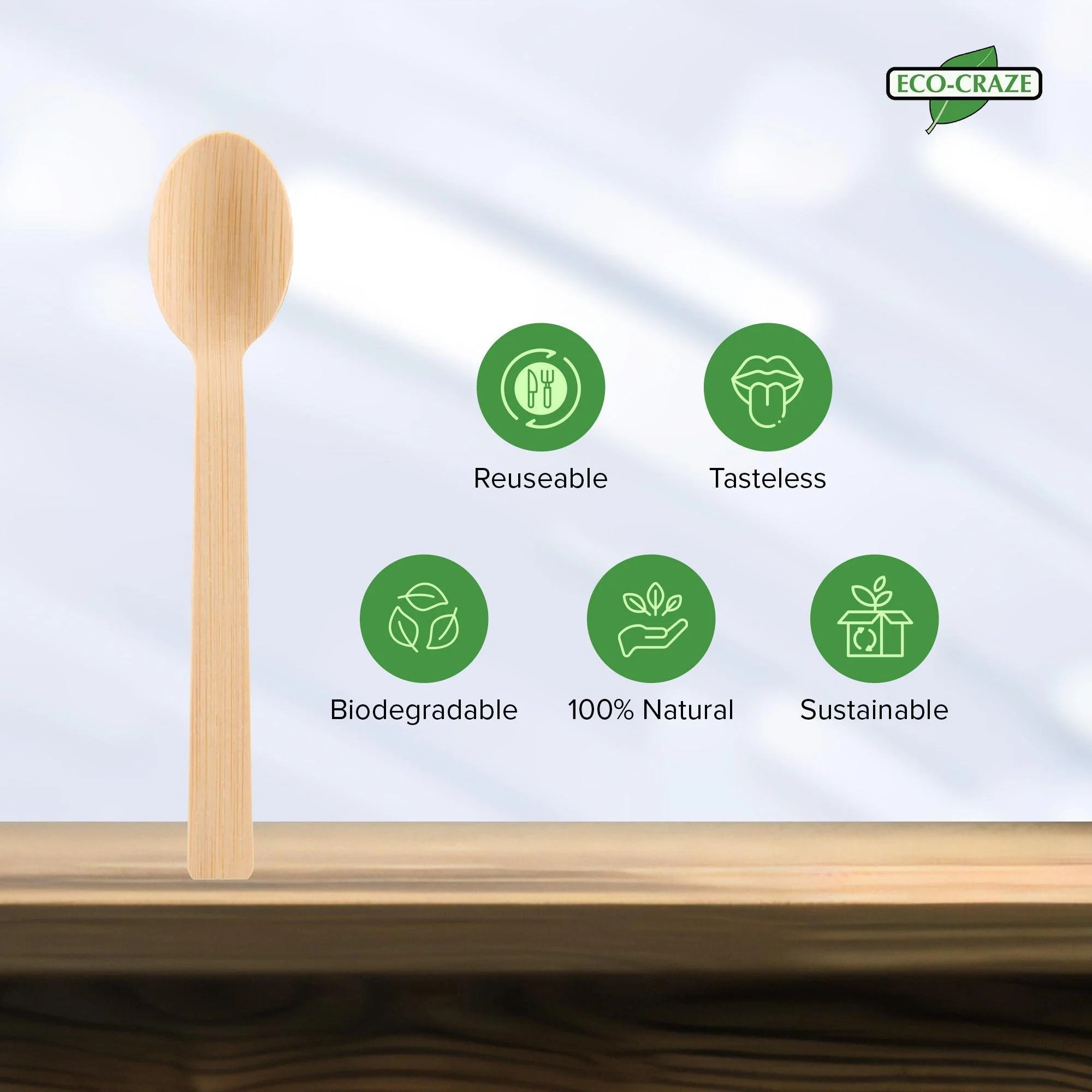 Eco-Craze - Bamboo Spoons - Disposable - NBB-S100 - Image 8