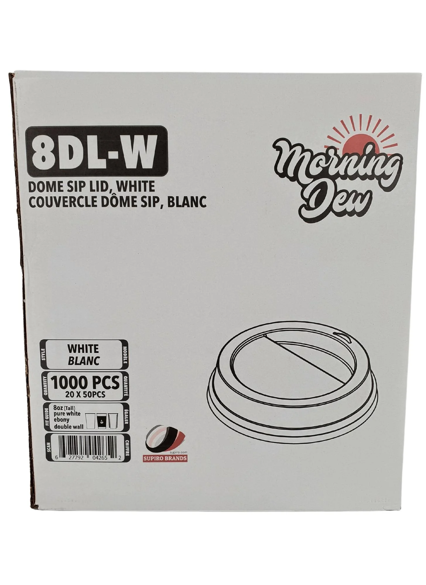 Morning Dew - Dome Sip Lid for 8 oz Tall Hot Paper Cups - White - 8DL-W - Image 7