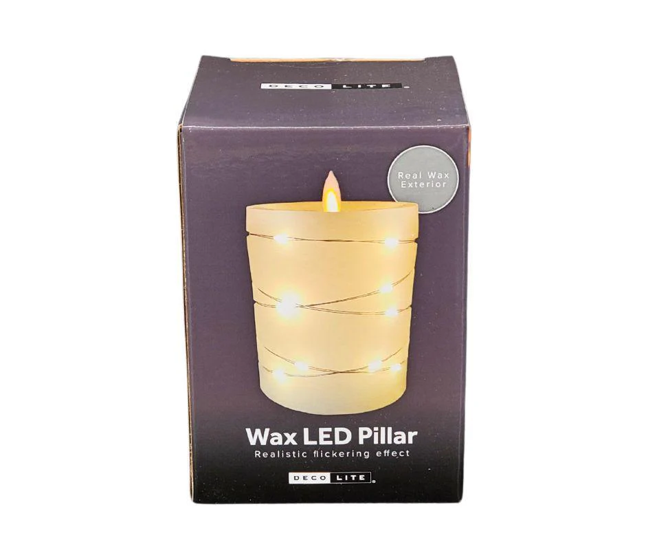 Deco Lite - LED Pillar w/String Lights - 3x3.9" - Image 2