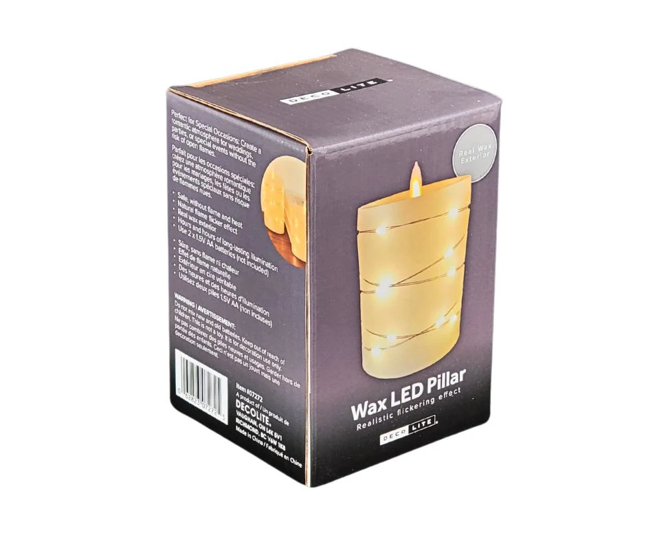 Deco Lite - LED Pillar w/String Lights - 3x3.9" - Image 3