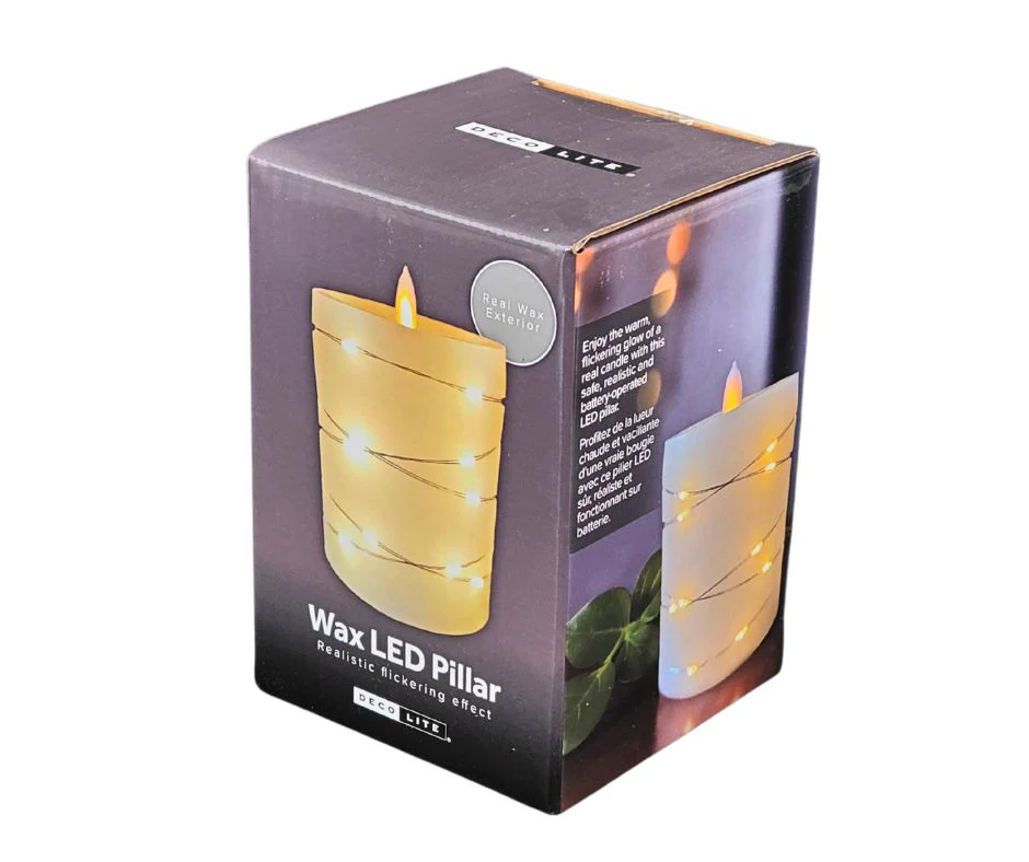 Deco Lite - LED Pillar w/String Lights - 3x3.9" - Image 4