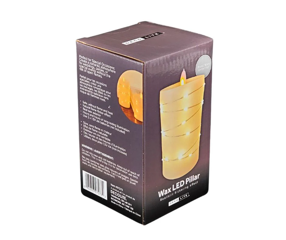 Deco Lite - LED Pillar w/String Lights - 3x4.9" - Image 3