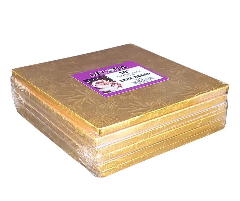 CLR - Decora - 10" Square 1/2" Cake Board - Gold - Image 3