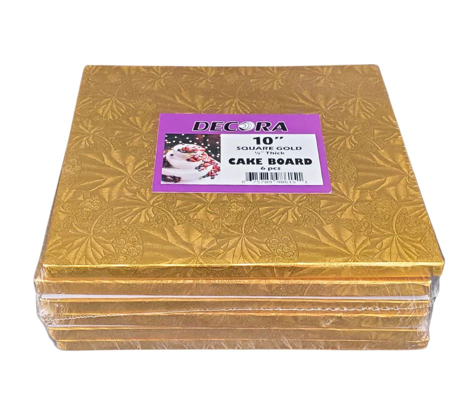 CLR - Decora - 10" Square 1/2" Cake Board - Gold - Image 4