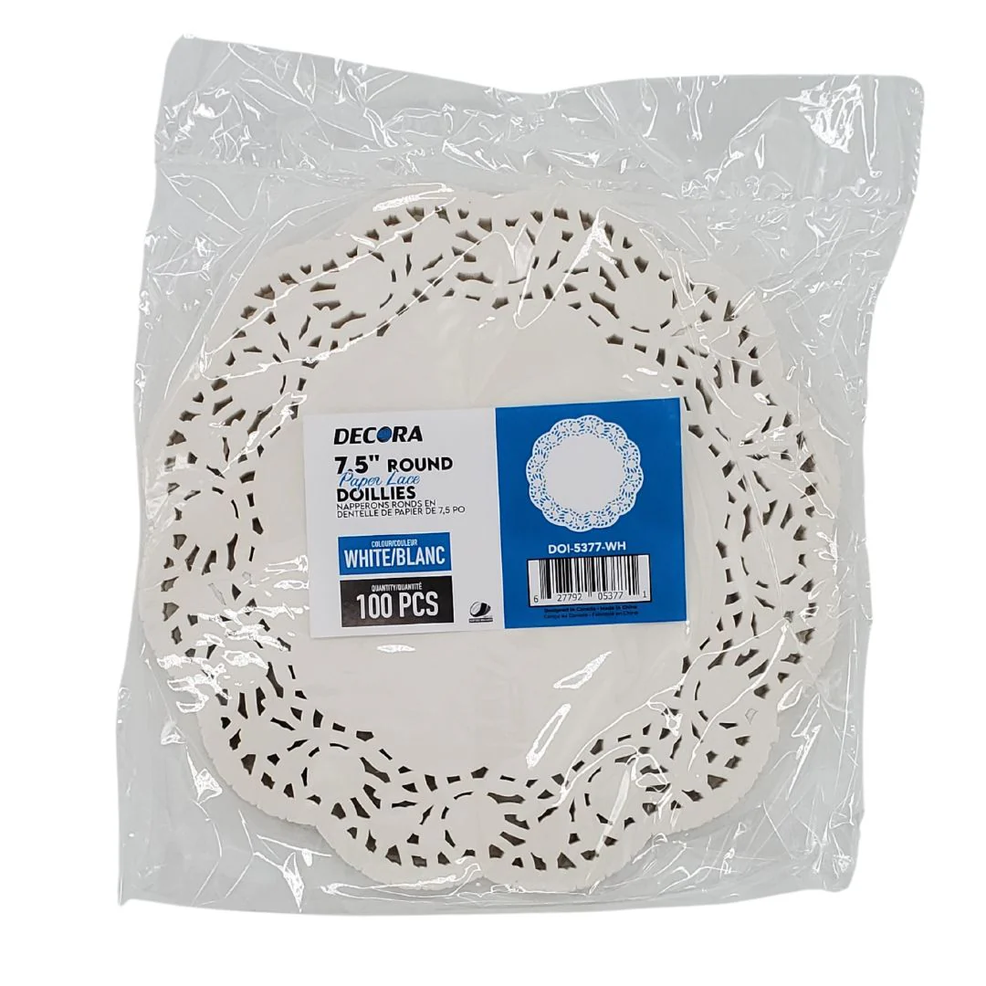 Decora - 7.5" Round Paper Lace Doillies, White - DOI-5377-WH - Image 2