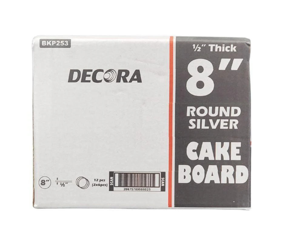 CLR - Decora - 8" Round 1/2" Thick Cake Board - Silver - RS-98602 - Image 9