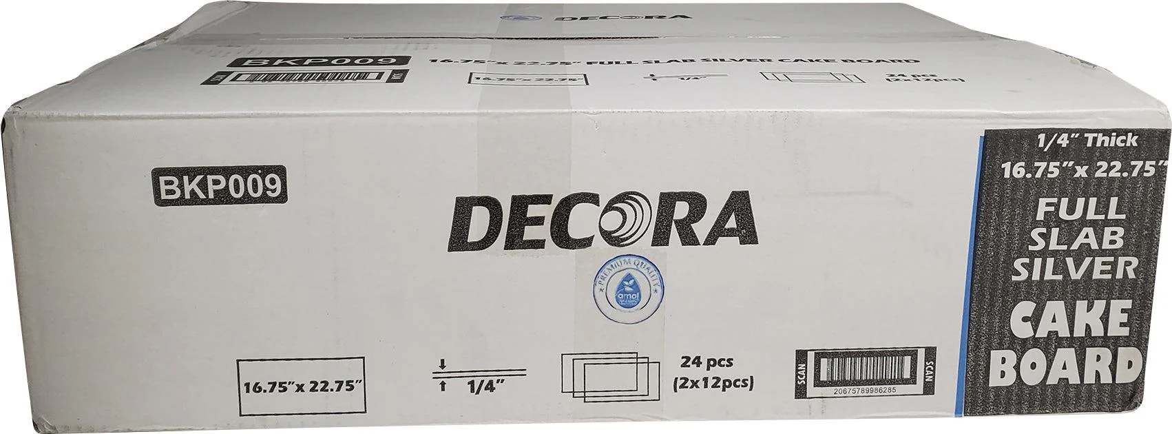 CLR - Decora - Full Slab 16 3/4 x 22 3/4 X 1/4" Thick Cake Board - Silver - FS-98628 - Image 2