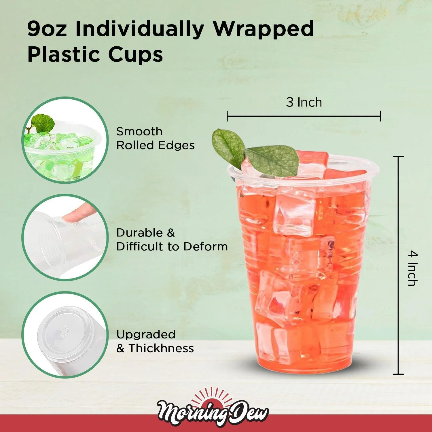 Morning Dew - 9oz Plastic Cups - PP9 - Individually Wrapped - Image 2