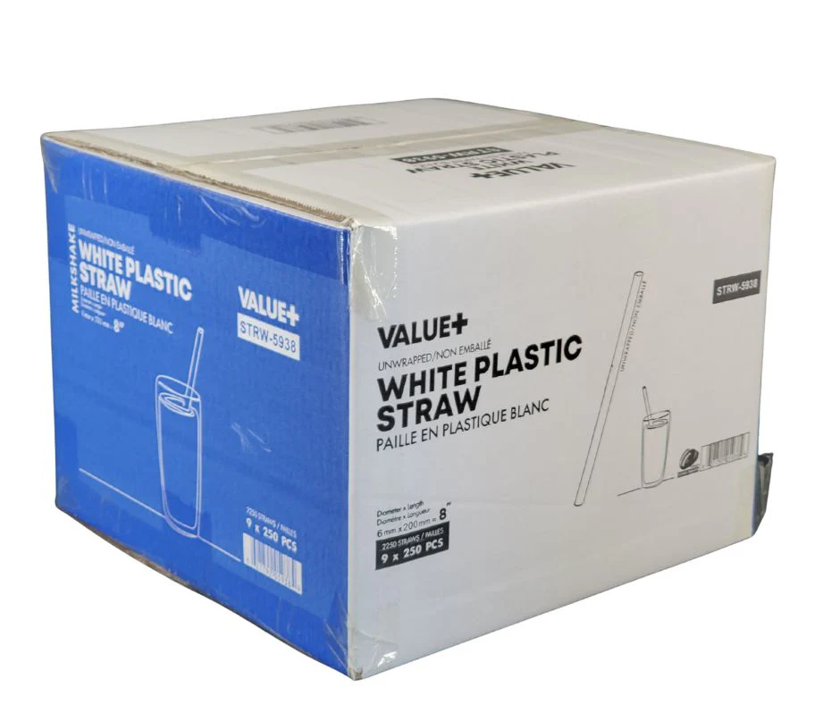 Value+ - 8'' Milkshake Straws – White - Plastic - 6 mm - Image 5