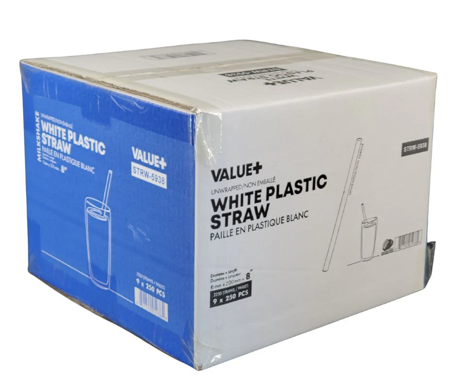 Value+ - 8'' Milkshake Straws – White - Plastic - 6 mm - Image 6