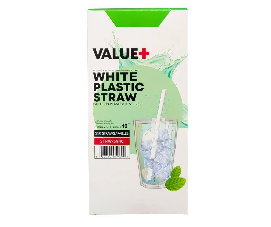 Value+ - 10'' Ind. Wrapped Milkshake Straws – White – Plastic - 6 mm - Image 4