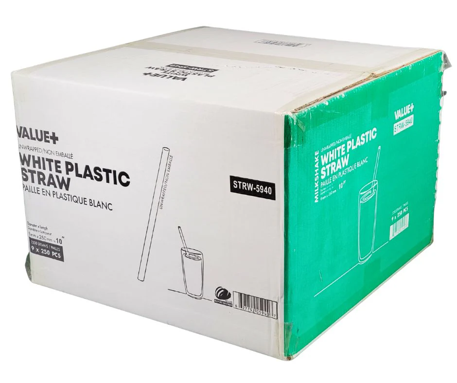 Value+ - 10'' Ind. Wrapped Milkshake Straws – White – Plastic - 6 mm - Image 5