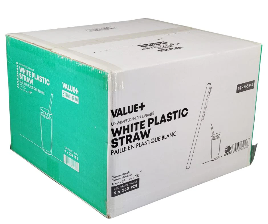 Value+ - 10'' Ind. Wrapped Milkshake Straws – White – Plastic - 6 mm - Image 6