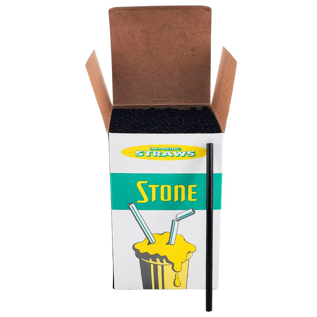 Stone Plastic Straw - 6" Super Cocktail BLACK - 022650 - Image 2