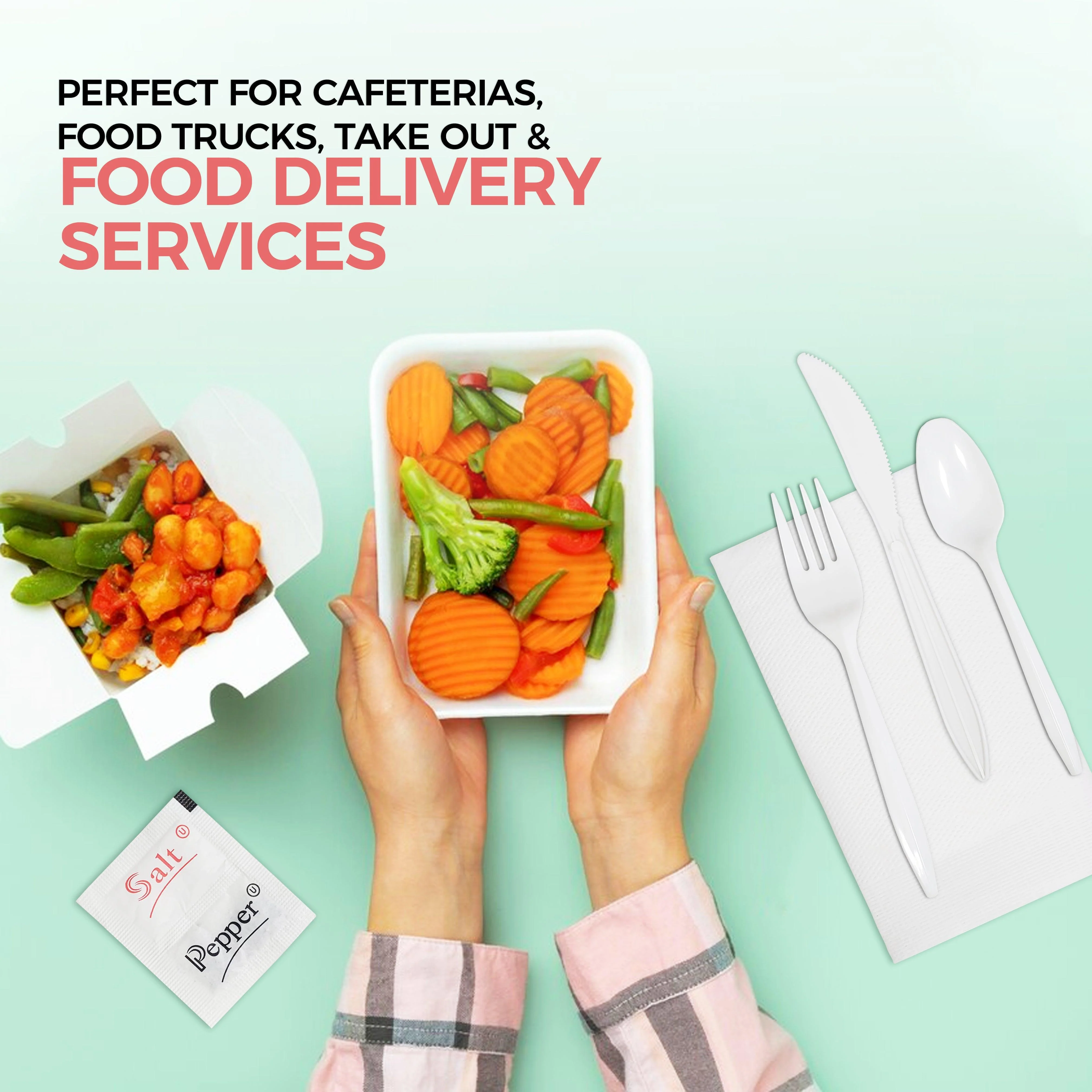 Value+ - Cutlery Kit / Meal Kit - 6pcs - White - F/K/TS/N/S&P - MK-610 - Image 4
