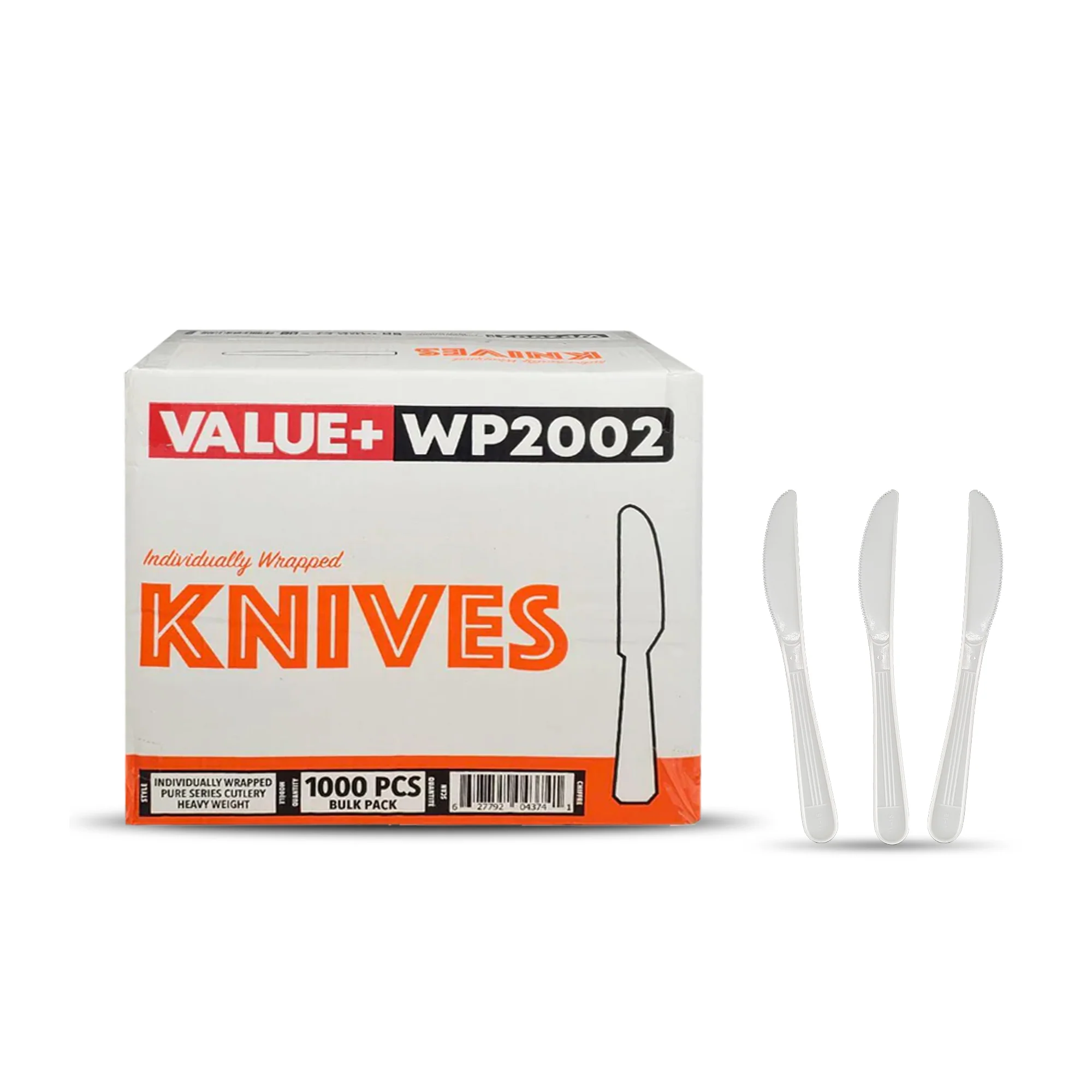 Value+ - Heavy - Plastic Knives - White - Ind. Wrapped - WP2002 - Image 2