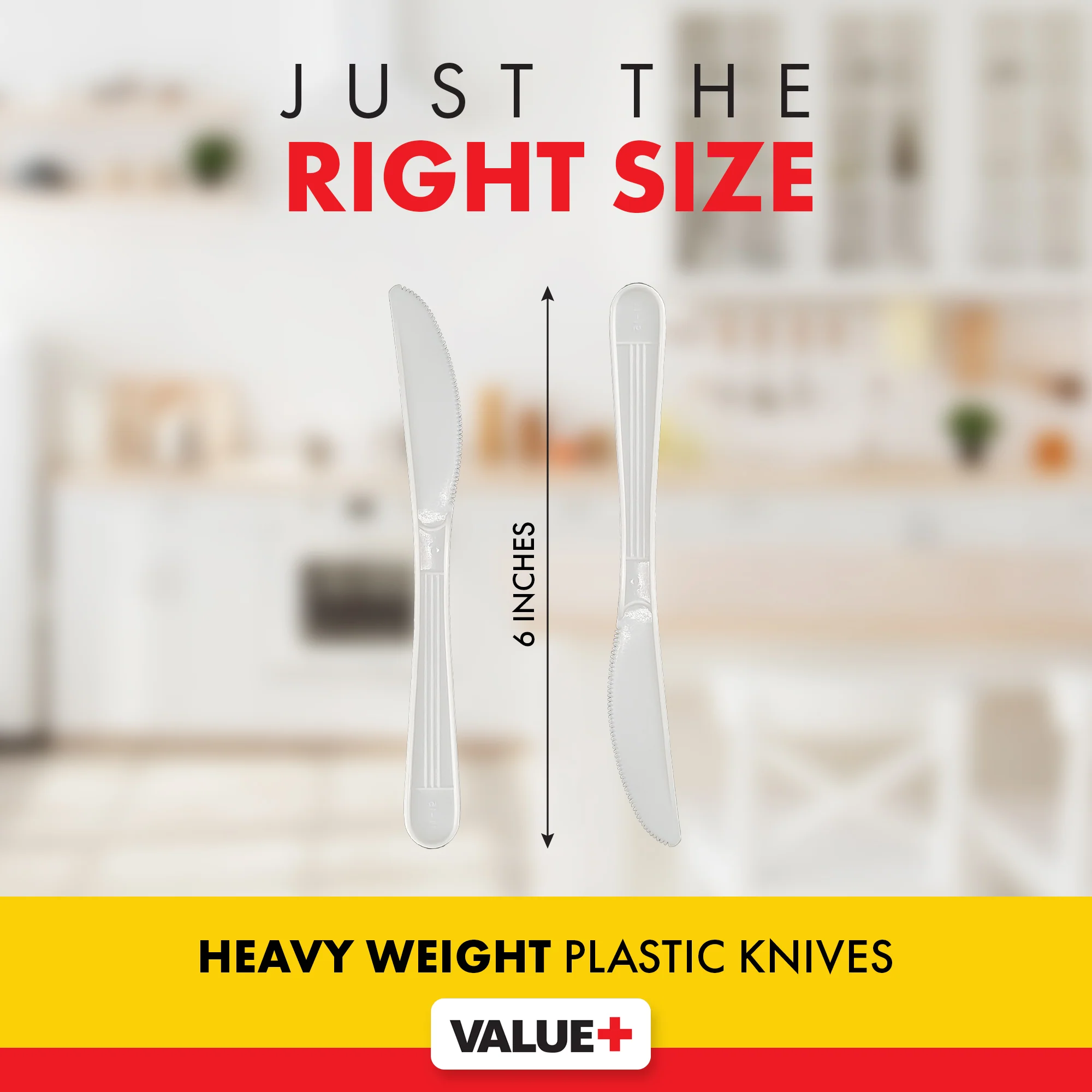 Value+ - Heavy - Plastic Knives - White - Ind. Wrapped - WP2002 - Image 4