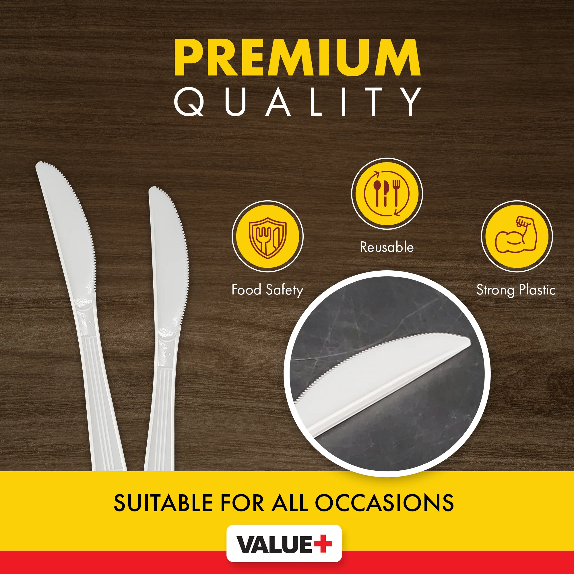 Value+ - Heavy - Plastic Knives - White - Ind. Wrapped - WP2002 - Image 5