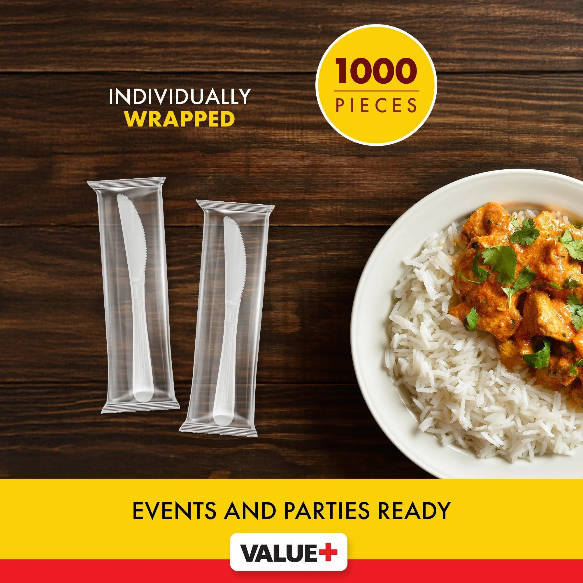 Value+ - Heavy - Plastic Knives - White - Ind. Wrapped - WP2002 - Image 6