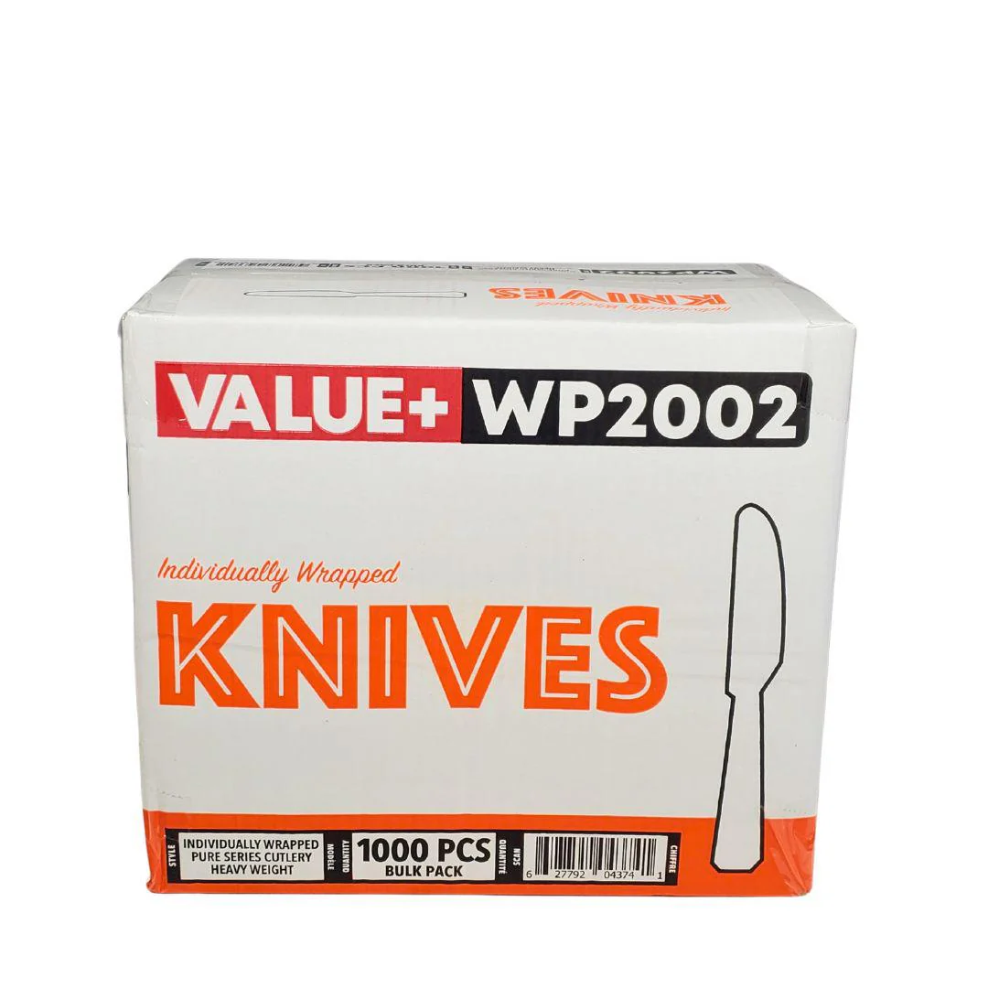 Value+ - Heavy - Plastic Knives - White - Ind. Wrapped - WP2002 - Image 9