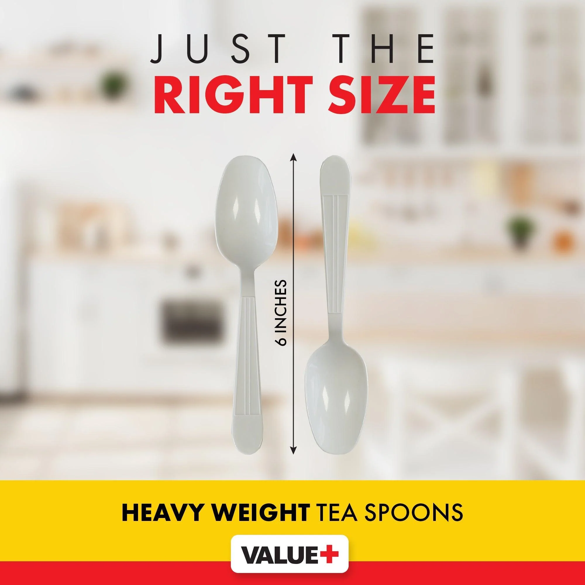 Value+ - Heavy - Plastic Tea Spoons - White - Ind. Wrapped - WP2003 - Image 3
