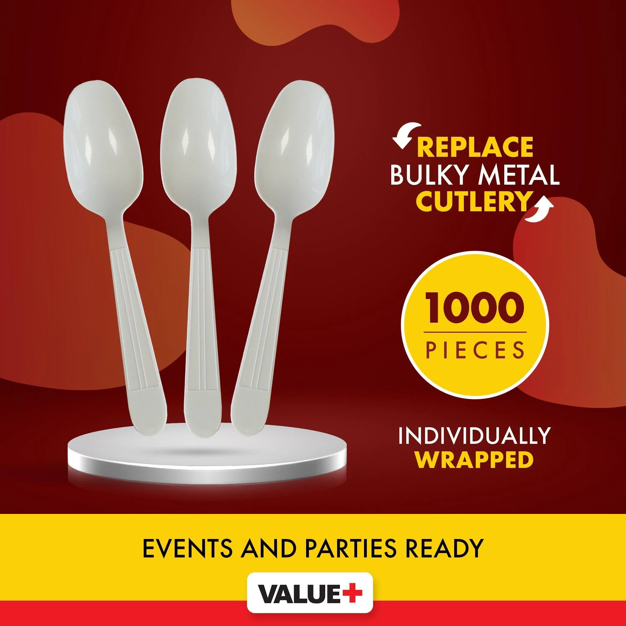 Value+ - Heavy - Plastic Tea Spoons - White - Ind. Wrapped - WP2003 - Image 4