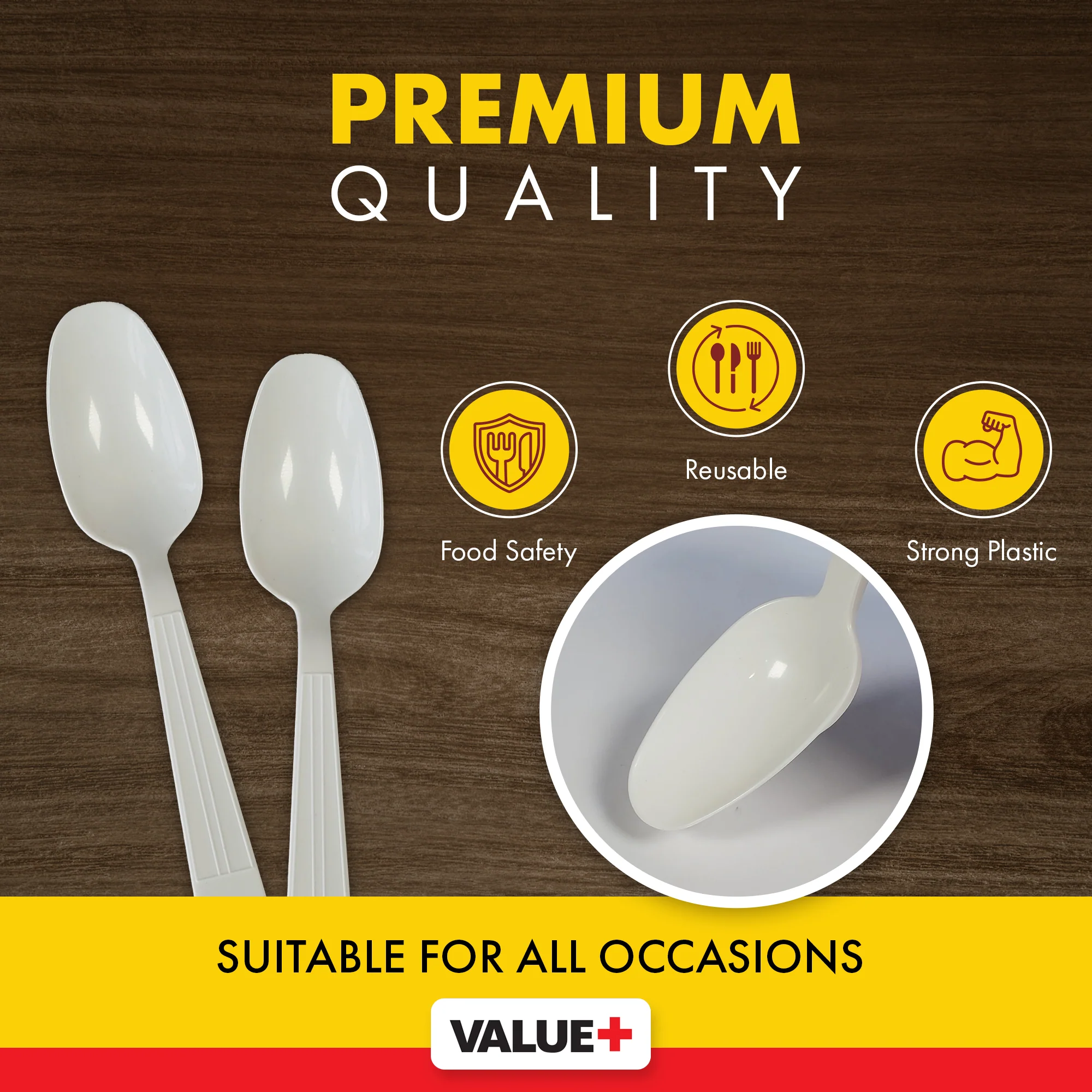 Value+ - Heavy - Plastic Tea Spoons - White - Ind. Wrapped - WP2003 - Image 5