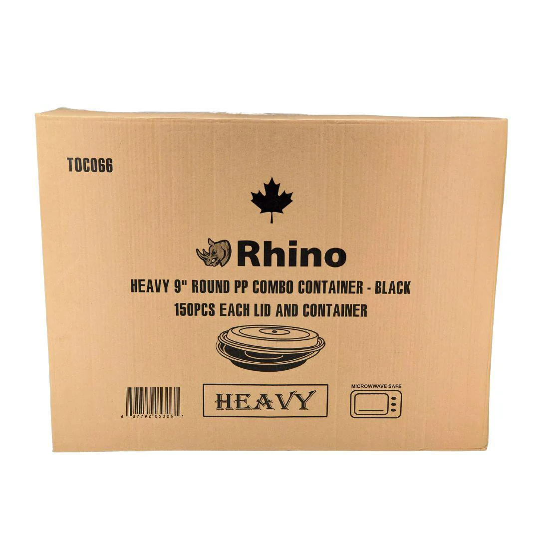 Rhino - Heavy 9" Round PP Combo Container - Black - Image 3