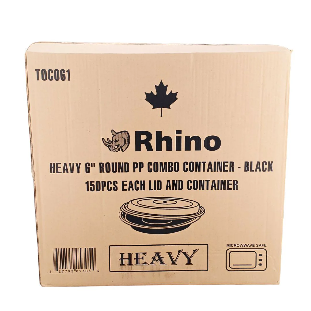 Rhino - Heavy 6" Round PP Combo Container - Black - Image 2