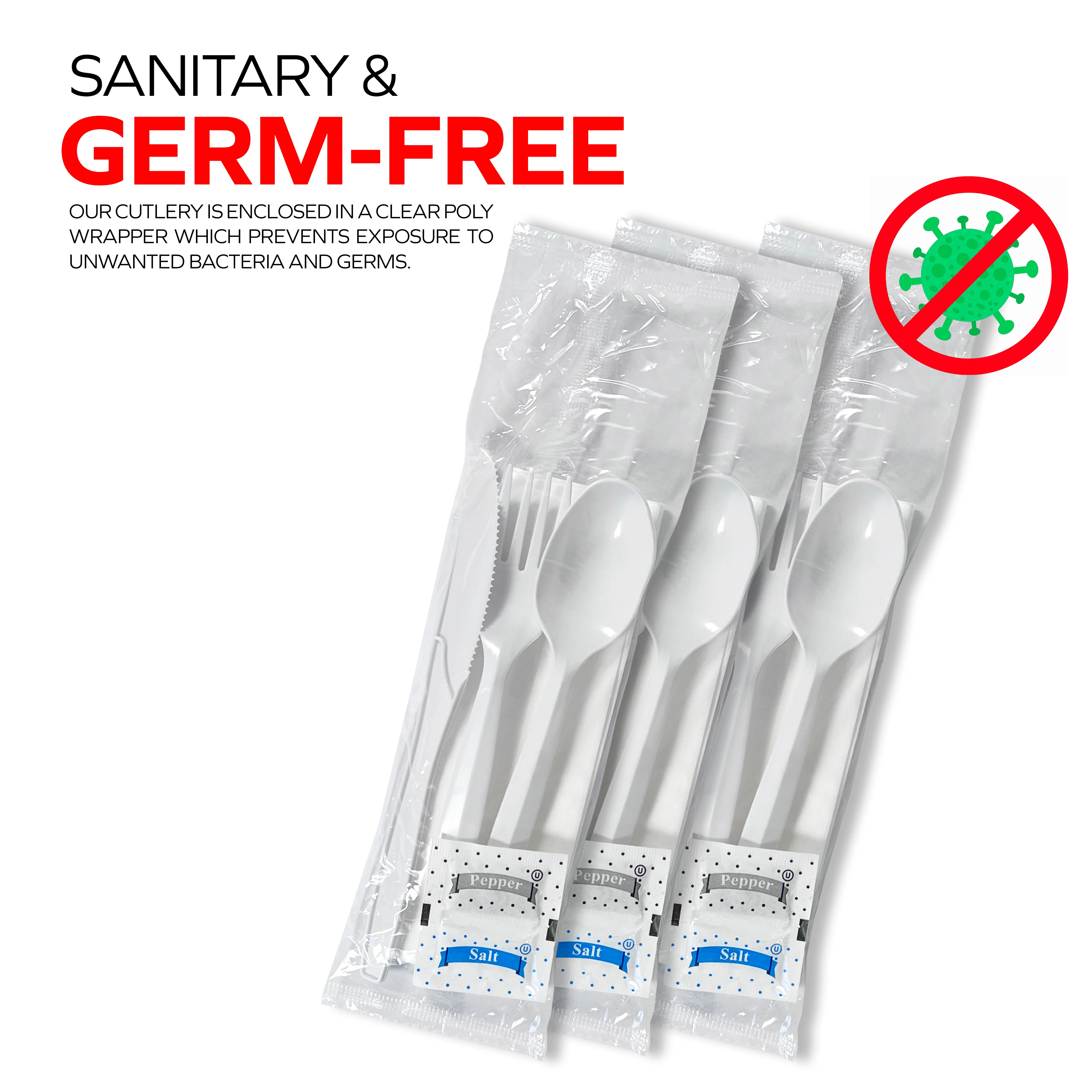 Value+ - Medium Heavy - Cutlery Kit / Meal Kit - 6pcs - White - F/K/TS/N/S&P - MK-611 - Image 3