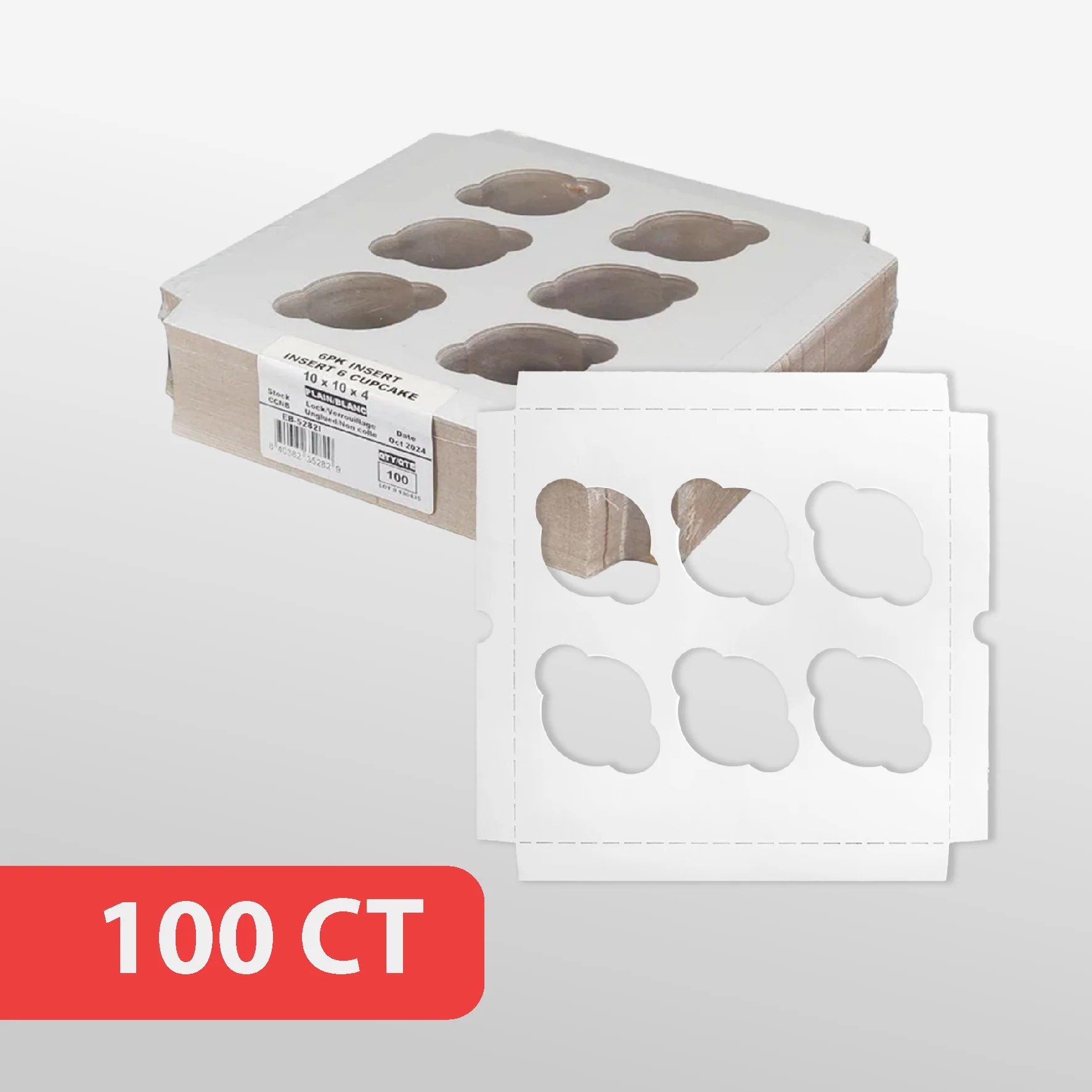 EB - 10 x 10 x 4 - 6 Cupcake Insert - White - 5282I - Image 3