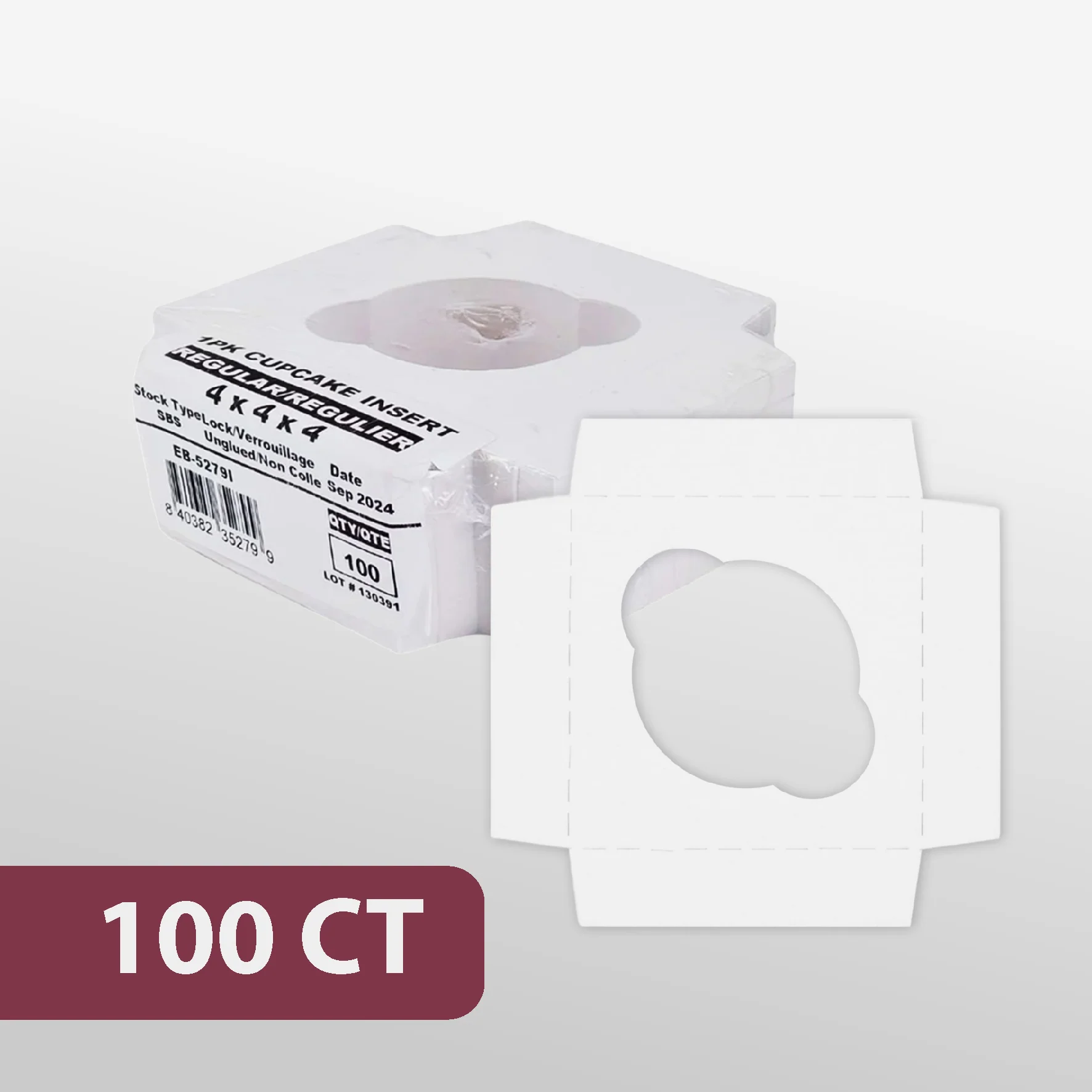 EB - 4 x 4 x 4 - Single Cupcake Insert Fits - White - 5279I - Image 4