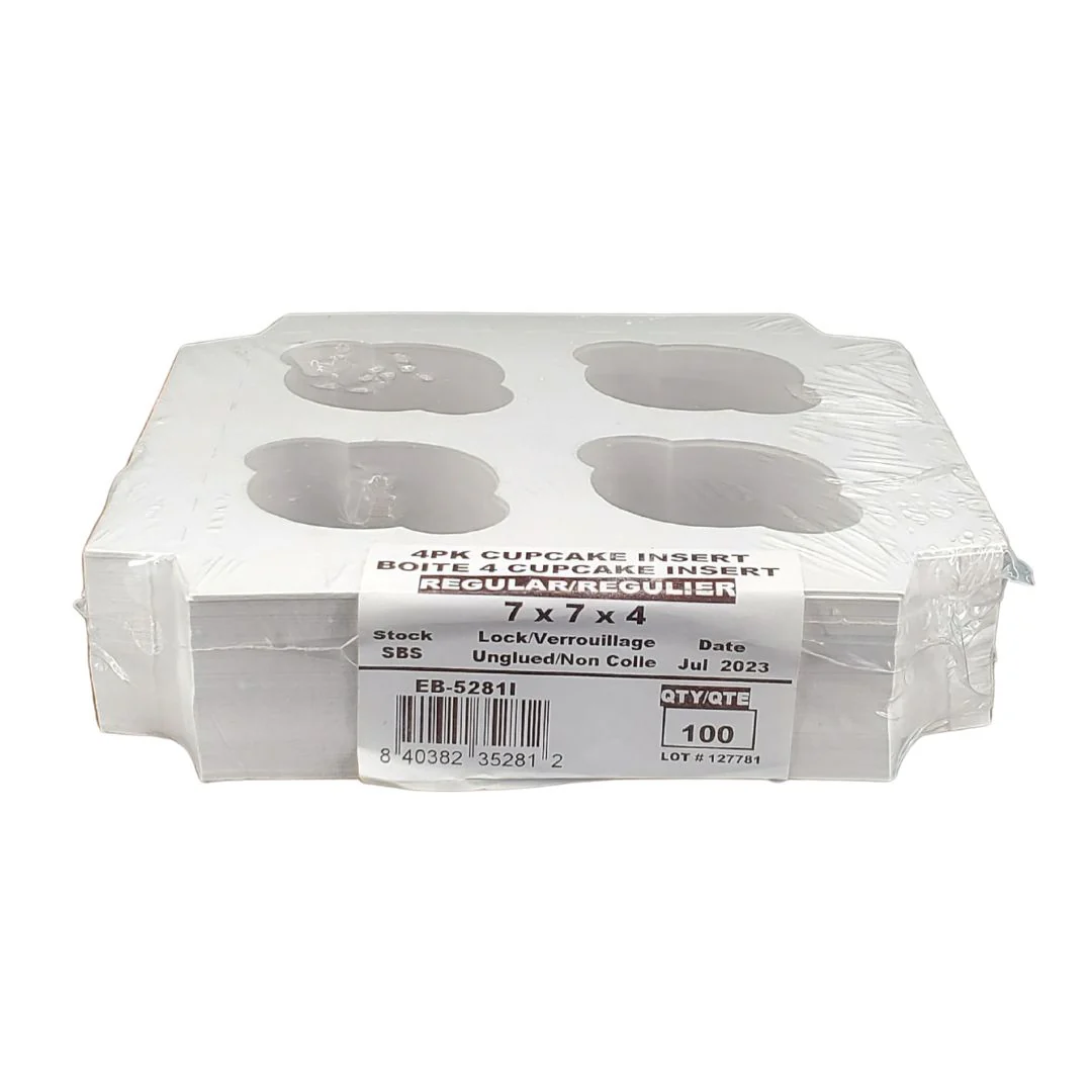 EB - 7 x 7 x 4 - 4 Cupcake Insert - White - 5281I - Image 2