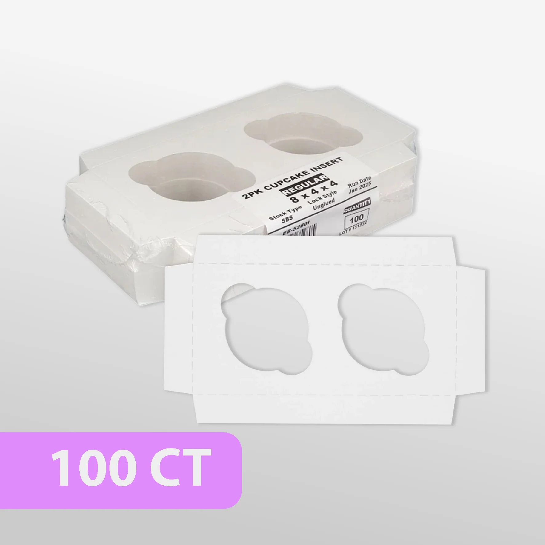 EB - 8 x 4 x 4 - 2 Cupcake Insert - White - 5280I - Image 3