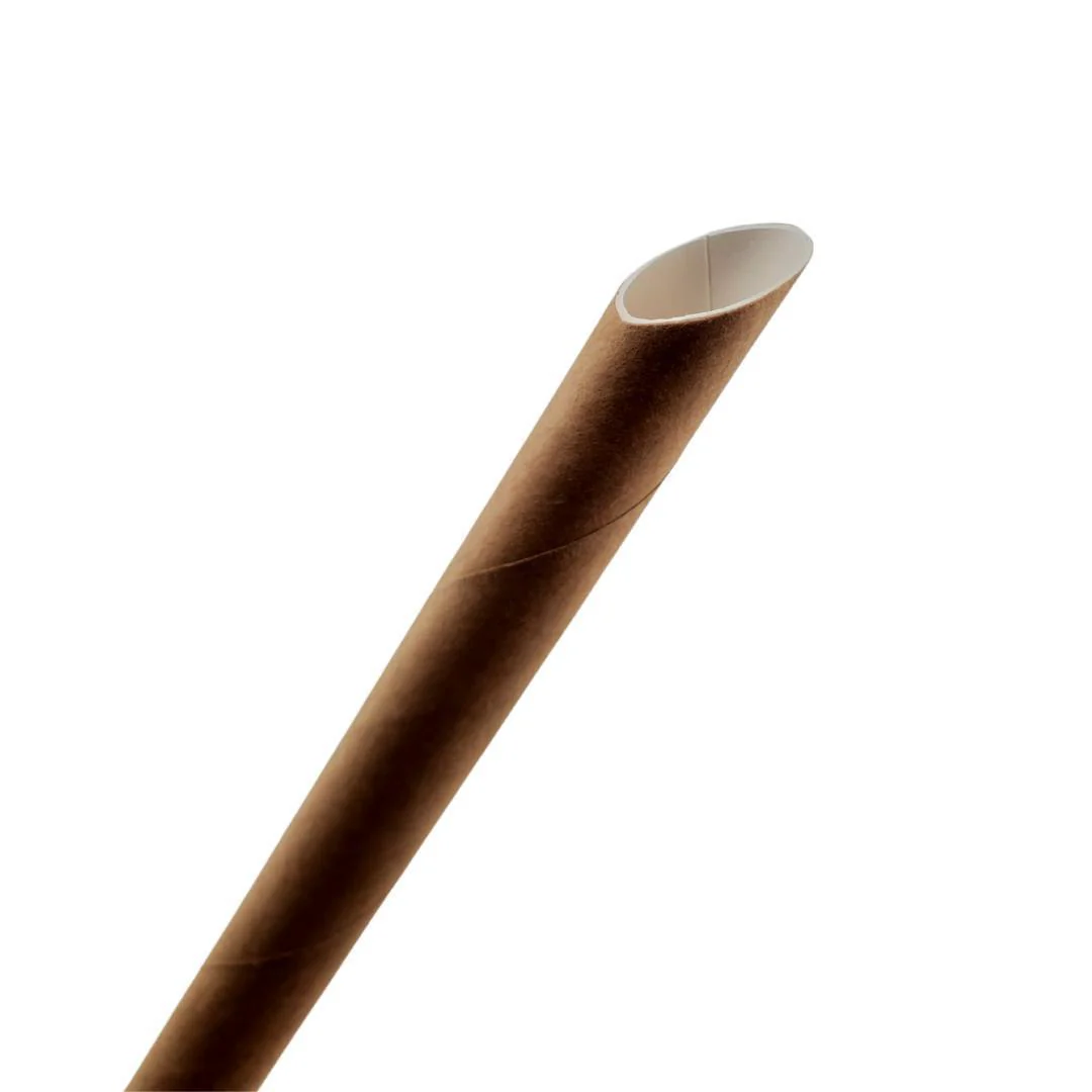 Eco-Craze - 10" Ind. Wrapped Bubble Tea Straws - Paper - Sharp End - Brown - 12mm - Image 3