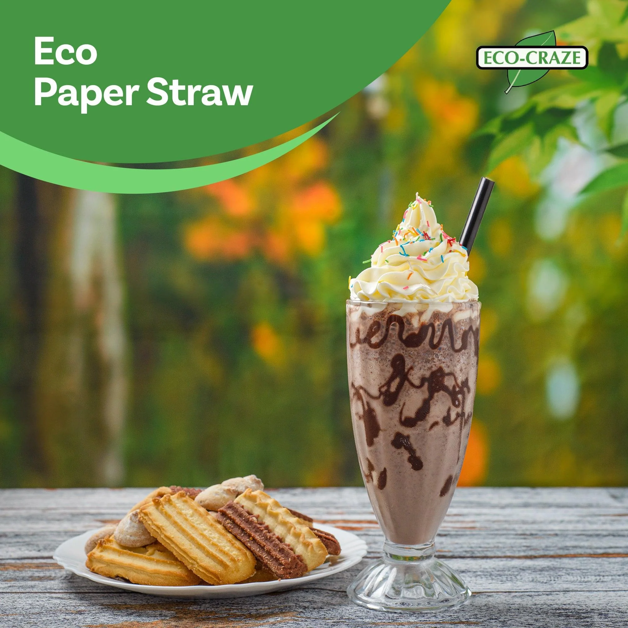 Eco-Craze - 10" Milkshake Straws - Paper - Black - 6mm - Image 10