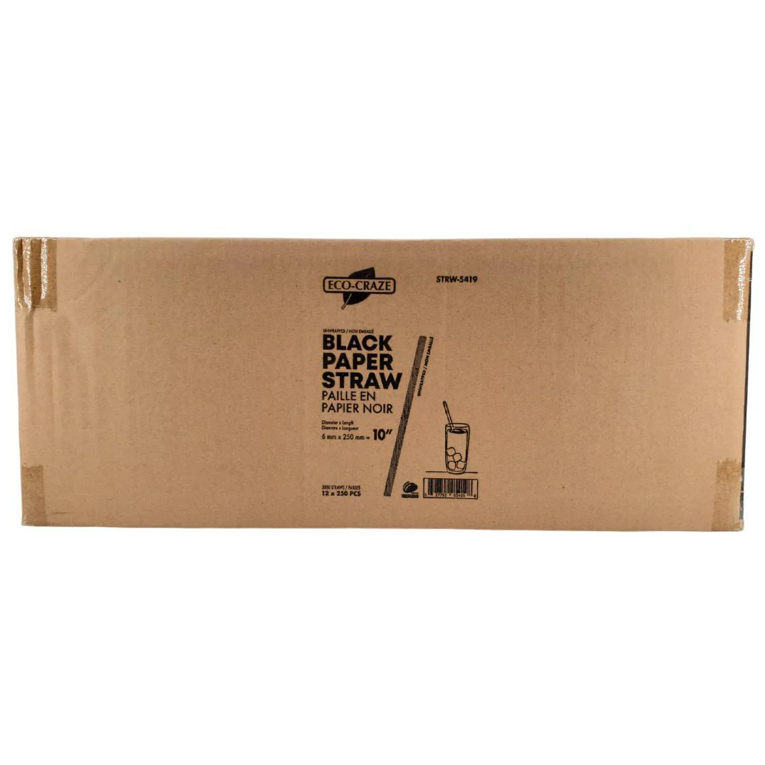 Eco-Craze - 10" Milkshake Straws - Paper - Black - 6mm - Image 13