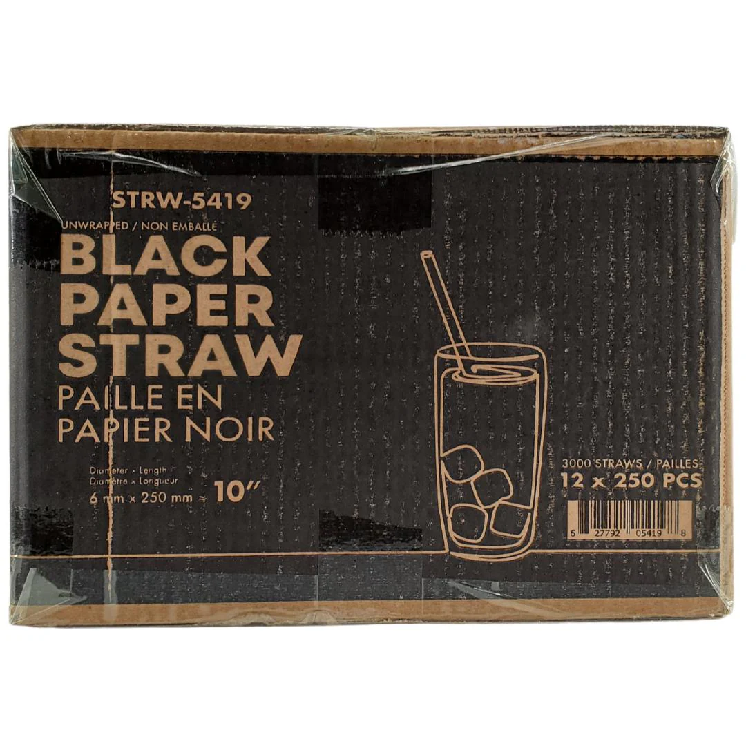 Eco-Craze - 10" Milkshake Straws - Paper - Black - 6mm - Image 14