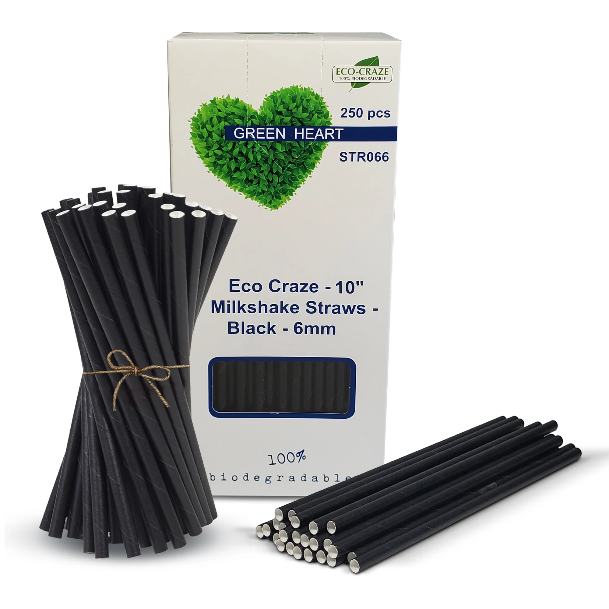 Eco-Craze - 10" Milkshake Straws - Paper - Black - 6mm - Image 6