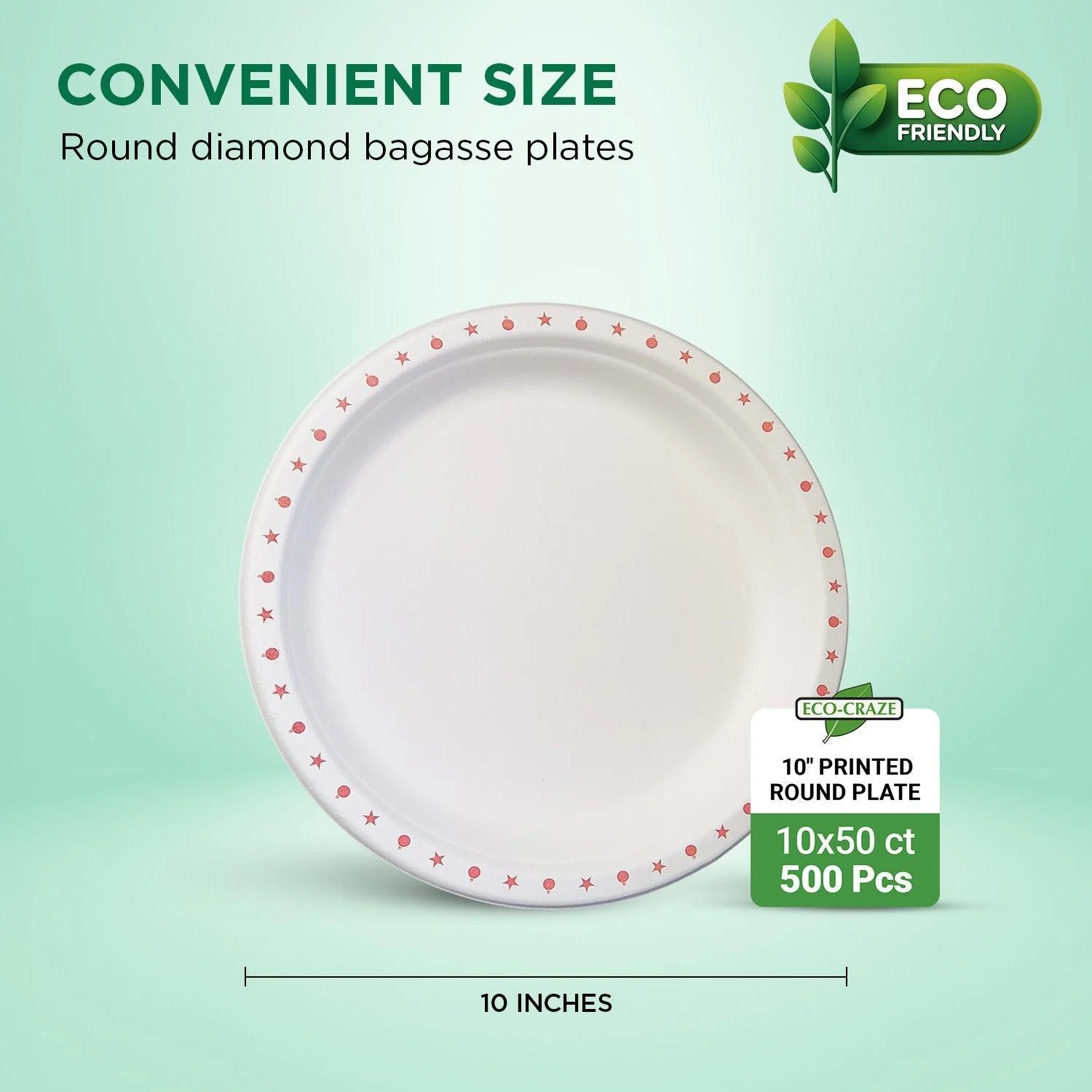 Eco-Craze - 10" Printed Round Plate - Bagasse - Image 3